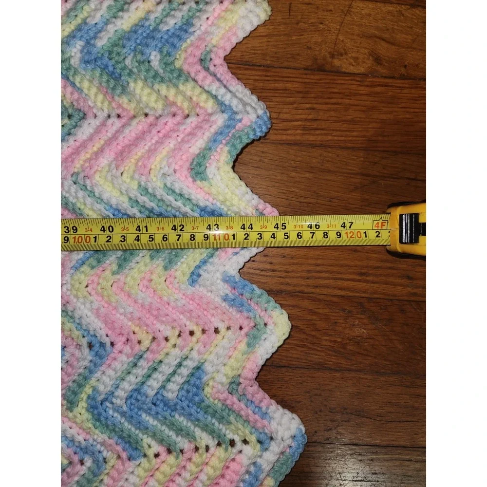 Handmade Crochet Pastel‎ Color Vintage Baby Blanket 45